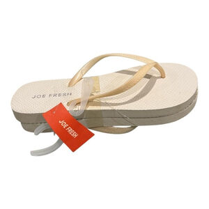 Joe Fresh Flip Flop Sandals Womens Size 6 Beige Shoes Beach Summer Casual